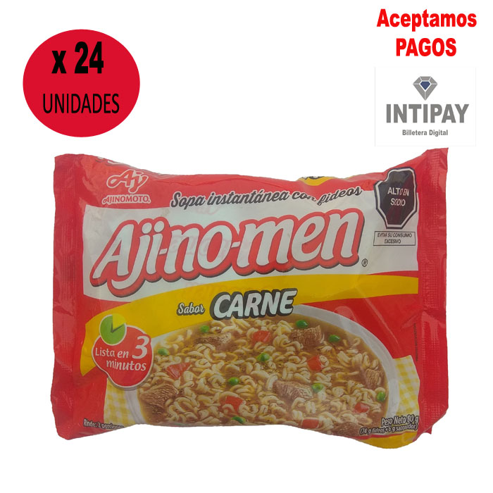 Sopa Instantánea Sabor Carne Aji-no-men 80g x 24 PQT